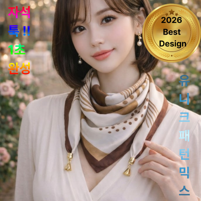 덕이스 여성 쁘띠 데일리 실크감 마그네틱 스카프
