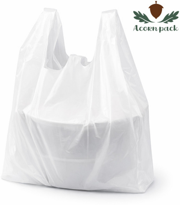 도토리팩 무지 유백색 두꺼운 비닐 봉지 대용량 업소용 양날 포장 비닐 봉투 중 소 100매, 2개, 20L