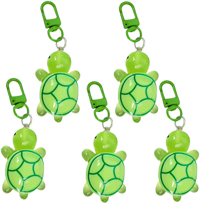 귀여운 행운의 거북이 동물 키링 열쇠고리 선물 커플템 우정템, 5개, 그린