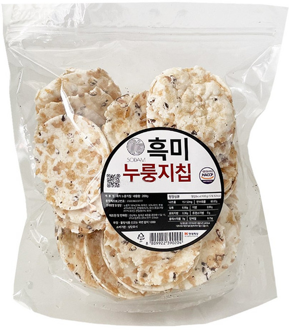 고소한 흑미 누룽지칩 건강식 다이어트 간식, 1개, 200g