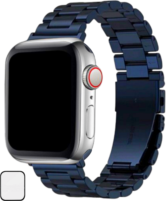 NUBASE 애플워치 호환 울트라 리미티드 모던 메탈 스트랩 시계줄 조절기 포함, 미드나잇블루, 1개