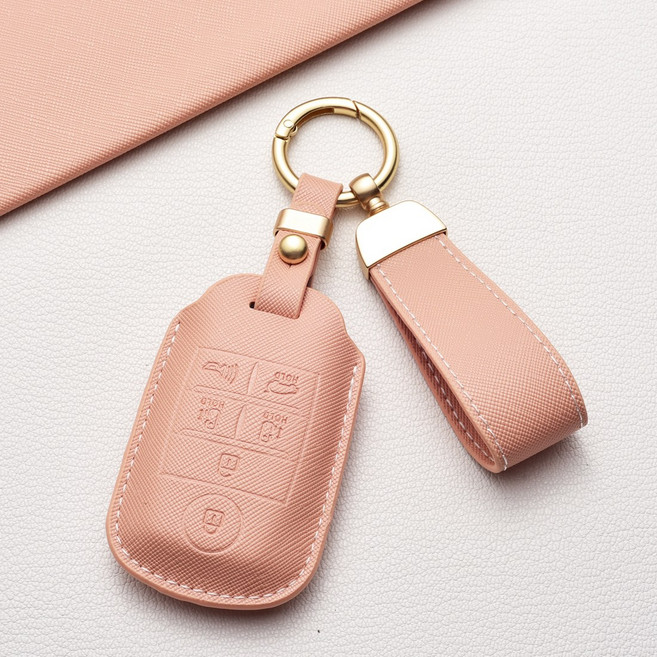 기아차 2/3/6버튼 키케이스 - 프라다 패턴 스크래치 방지 뉴카렌스/모닝/킹크/ix35/ix45 호환, 기아  A6타입(6버튼), 장미핑크