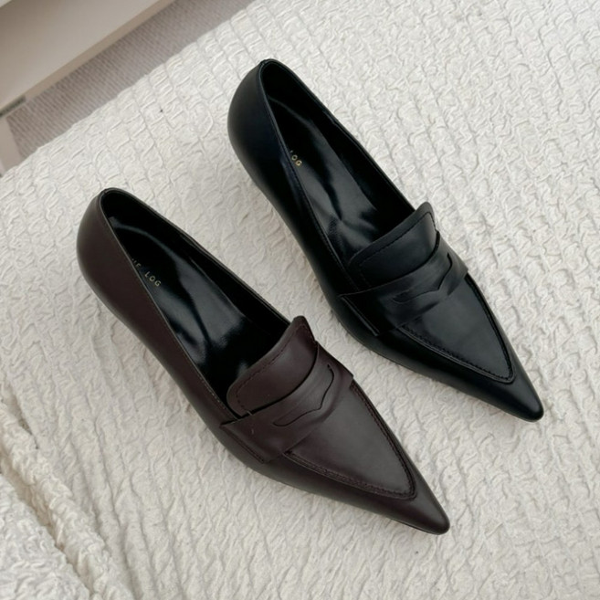 얇은굽 스틸레토 로퍼힐 5cm구두 미들힐 펌프스