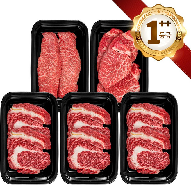 쿠가[냉장] 횡성한우 어사품 1++등급 구이 5구 2호(총2.5kg)근내지방도7이상[구성 등심+등심+등심+특수부위(랜덤)+안심채끝(랜덤)], 단품