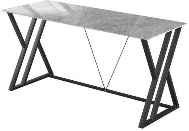 現代簡約巖闆餐桌家用長方形飯桌電競桌電腦遊戲桌, 黑架-亮光意大利灰直邊,長80cm*寬60cm