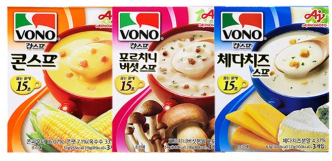 스프 3P x 3종세트 (콘스프+버섯+체다치즈), 없음, 1개, 21g