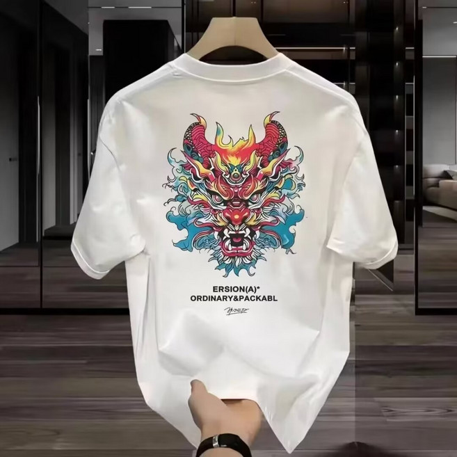 훌룰루 남자 빈티지패션 프린팅반팔티 오버박스티 뒷면프린팅이예쁜티