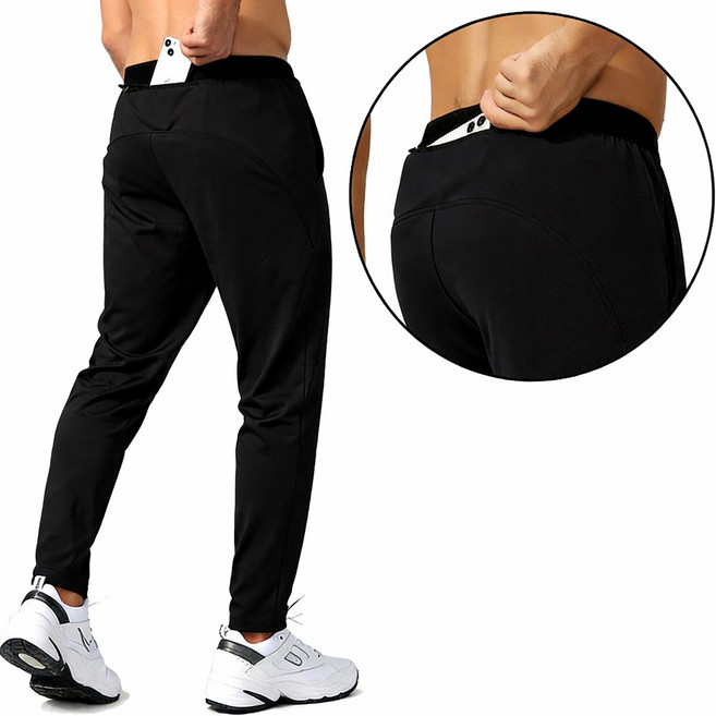 차쿠 남성 스판 트레이닝 헬스 팬츠 러닝 조깅 마라톤 바지 휴대폰 포켓 수납