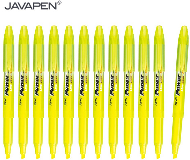 자바펜 파워라인 형광펜 오리지널, 노랑, 12개