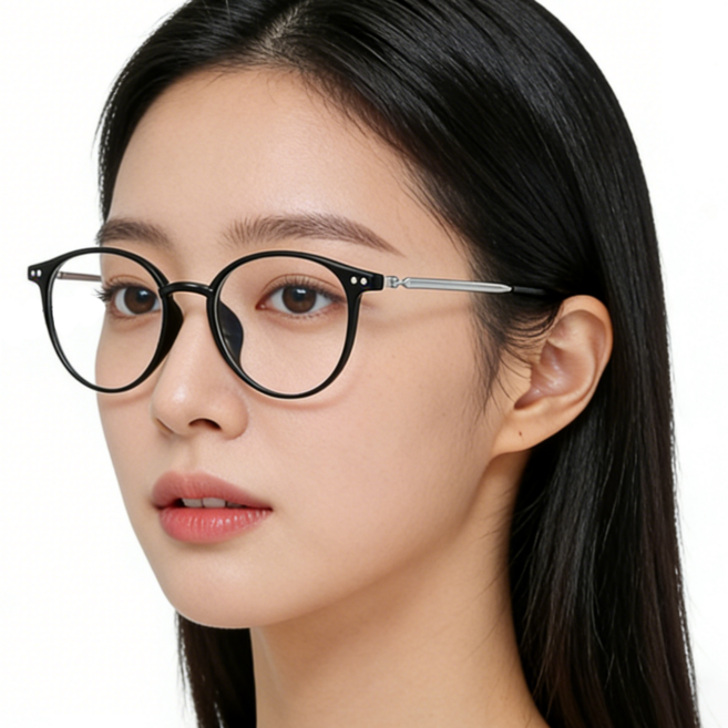 YUEMEIYD 초경량 퓨어 티타늄 안경테 타원 프레임 남녀 공용