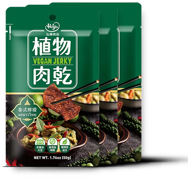 Hoya 植物肉乾 泰式檸檬風味 植物性蛋白零食, 50g, 3包