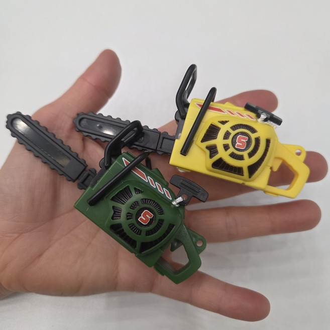 전키톱 키링 피젯토이 전기톱모양 재미있는키링, 1세트, 옐로우+그린