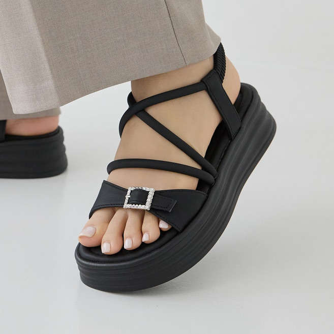 제이슈 터딘 플랫폼 큐빅 스트랩 샌들 4.5cm