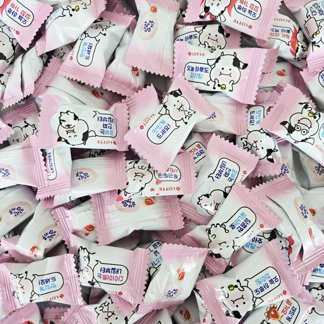 롯데 폭신폭신 말랑카우 딸기 대용량 어린이집간식 사무실간식 벌크제품, 3.9g, 120개