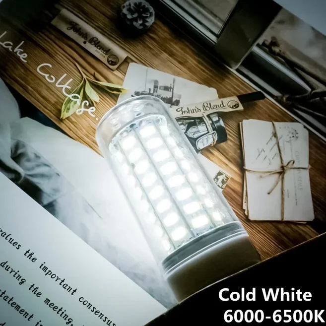 촛불 전구 캔들 필라멘트 LED E27 E14 라이트 AC 220V Lampada 테이블 램프 24 36 48 56 69 72LED 봄빌라 샹들리에 조명, [02] Cold White, [01] 24LED, [02] E14 220V, 1개