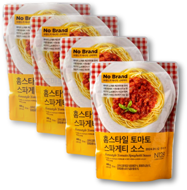 노브랜드 모두가 사랑하는 토마토 본연의 맛 홈스타일 토마토 스파게티 소스 400g, 4개