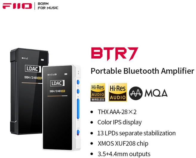FiiO BTR7 DAC 헤드폰 Fiio 앰프 블루투스 헤드폰 5.1 앰프 리시버, 화이트_BTR7