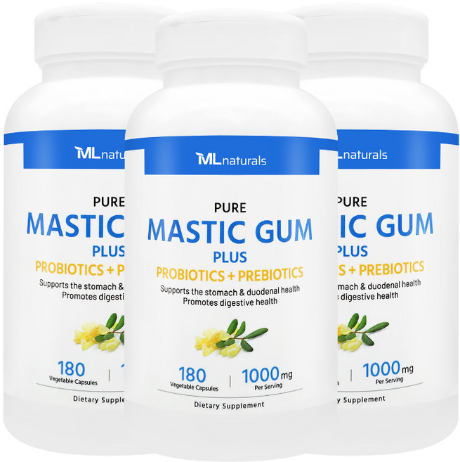 [미국빠른직구] 마이라이프 내추럴스 그리스 매스틱검 + 유산균 (프로바이오틱스 프리바이오틱스), 3개, 180정
