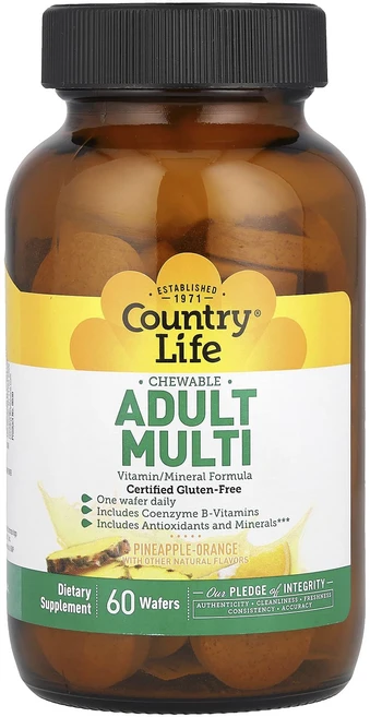 행복하고 건강하게 Country Life 츄어블 성인 멀티 파인애플-오렌지 웨이퍼 60개입 백년회로하세요, CountryLife츄어블성인멀티파인애플오렌지웨이퍼60, 1개, 60정 - 쿠팡