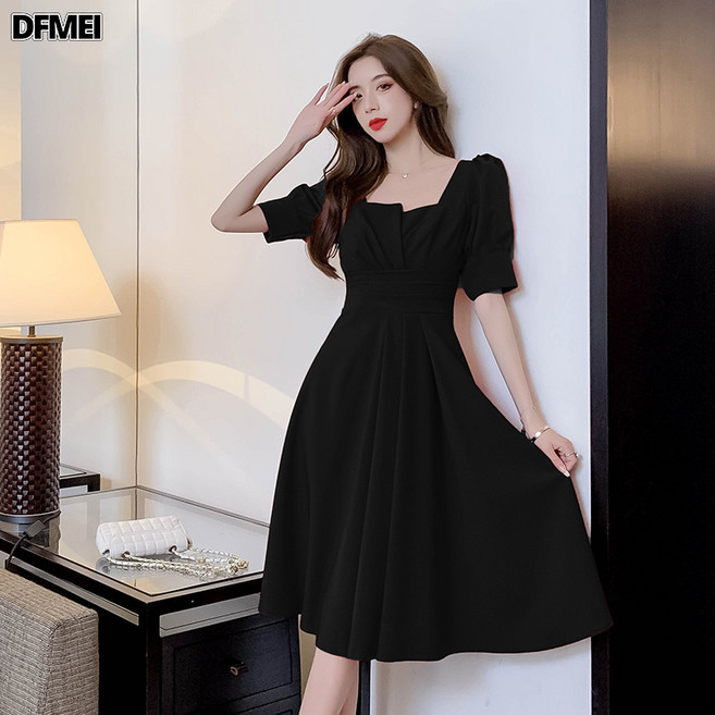 DFMEI 實拍領證晚禮服女小個子宴會氣質洋裝登記連衣裙年會平時可穿