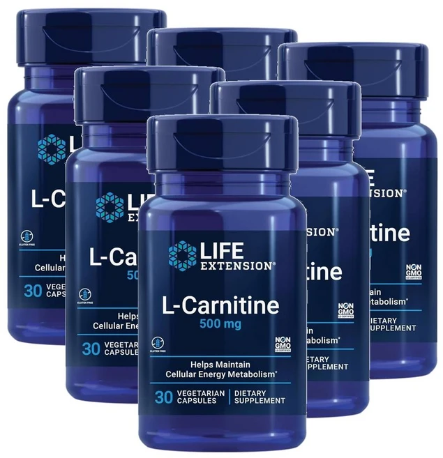 라이프익스텐션 L-카르니틴 500mg 베지캡슐 30정, 6개 - 쿠팡