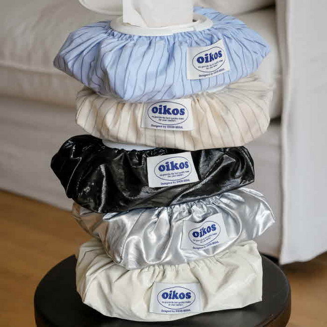 오이코스 물티슈 케이스 커버 패브릭 코튼 밴딩 스트라이프 무지 집들이선물, 글리터실버, 1개