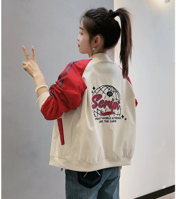 Neirny 여성 야구 점퍼 봄 가을 루즈핏 집업 간절기 스타일리쉬 야구복 캐주얼 패션 오버핏 바람막이 야구점퍼