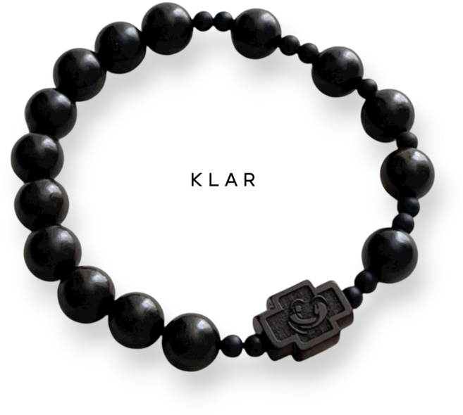 클라묵주 (KLAR) 사각십자가 성모자상 1단 묵주팔찌, 1개, 흑단나무 1단묵주