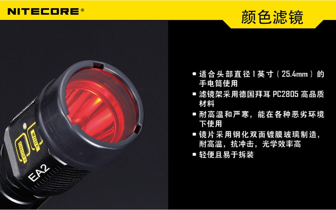NITECORE 三色濾鏡 NFB34 NFG34 NFR34 適用頭徑 32mm~36mm 手電筒, 1個, NFR25紅色濾鏡1個適25.4mm頭徑, NFR25紅色濾鏡1個適25.4mm頭徑