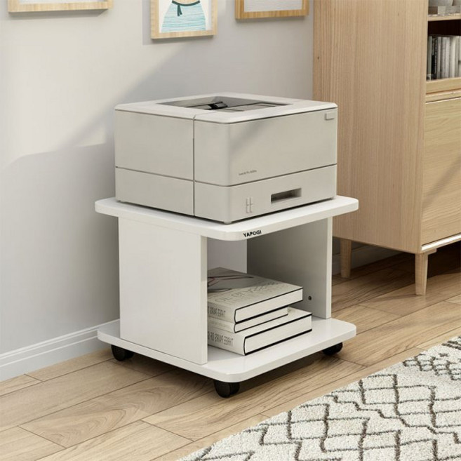 이동식 프린터 선반 복합기 프린트 받침대 다이, 흰색, 1단