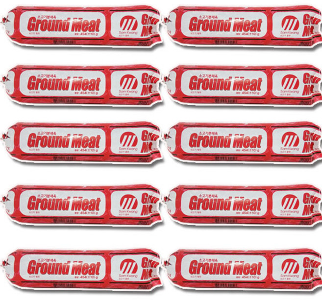 그라운드 미트 소고기 분쇄육 민찌B 부대찌개민찌 다짐육 삼광민찌, 10개, 454g