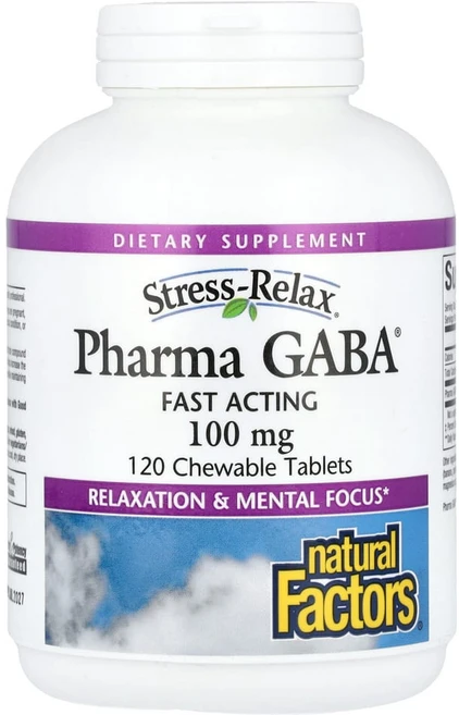 네츄럴펙터스 스트레스 완화 Pharma GABA 100mg 츄어블 120정, 1개 - 쿠팡