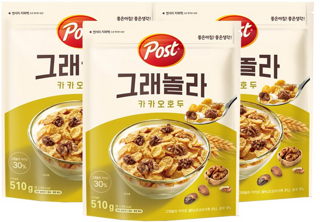 포스트 그래놀라 카카오호두510g x 3개+사은품랜덤증정, 500g, 3개