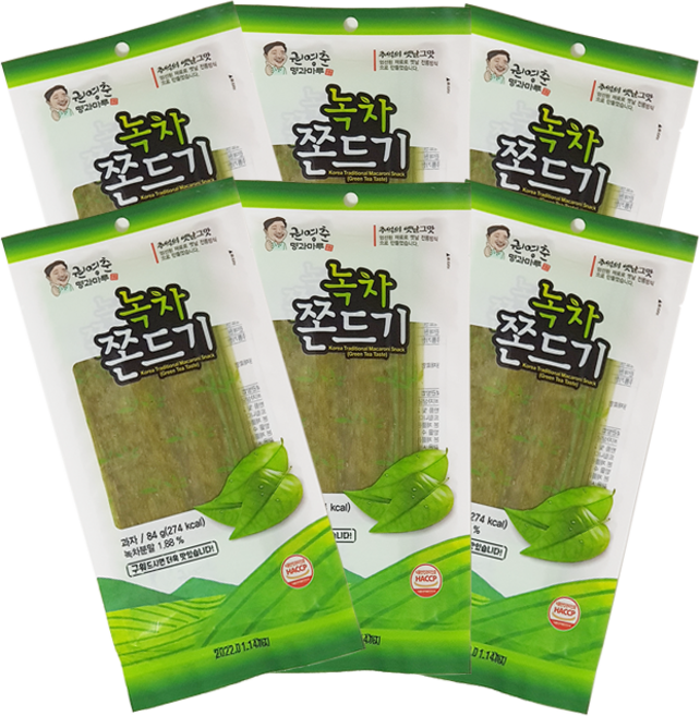 녹차 쫀드기 묶음 84g [명과마루] HACCP인증 쫀디기 쫀듸기, 6개