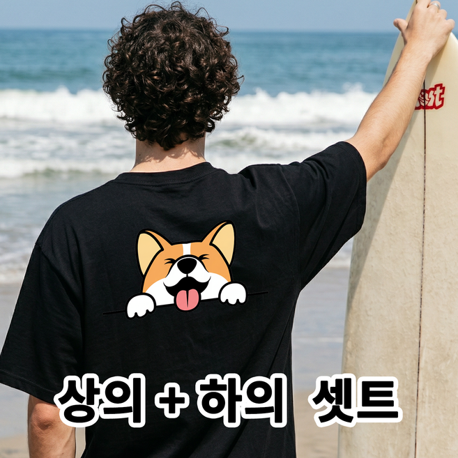 [셋트상품] NEW 여름 신상_월시코기 캐주얼 반팔+반바지 상하셋트_남녀공용 트레이닝복