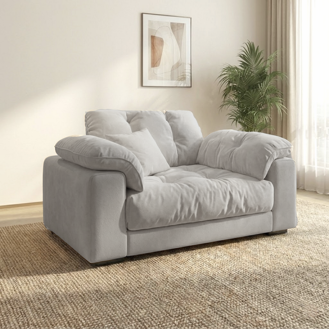 엘티제이 크림톤 패브릭 클라우드 소파 D2217, 라이트 그레이