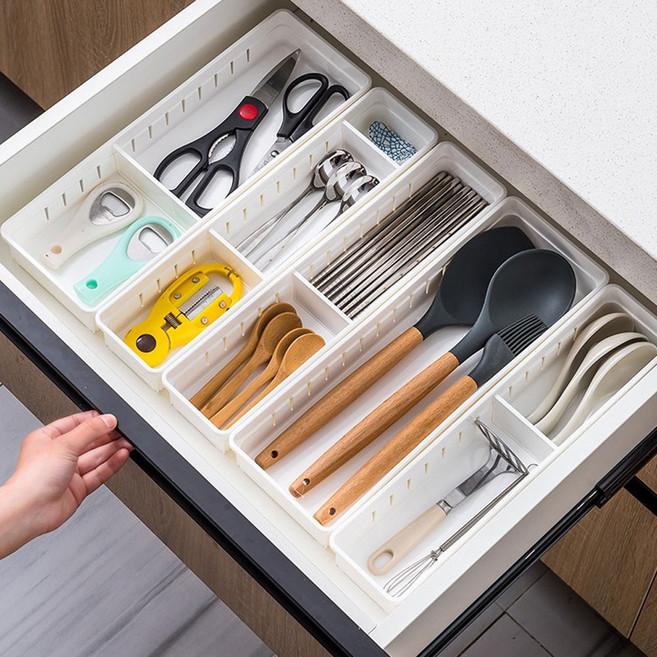 이노마타 주방 키친 서랍 트레이, 3개, 화이트