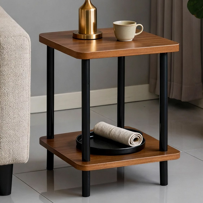 라온프리 사각 미니 침대 협탁, 월넛, 1개