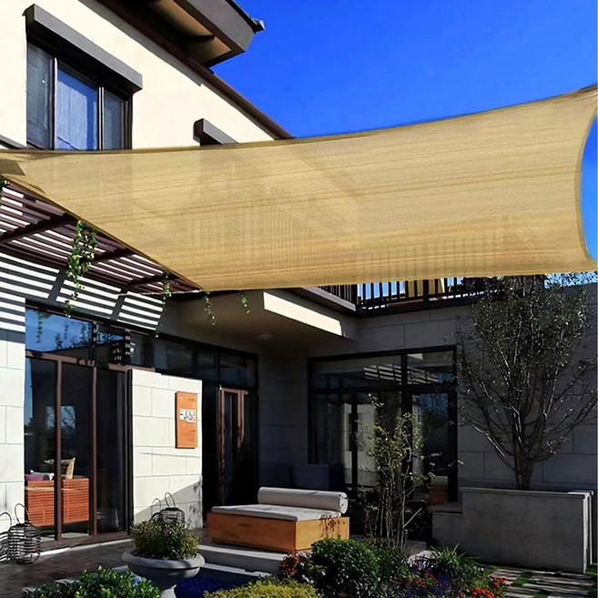 Fowod 옥상 마당 정원 그늘막 천막 선쉐이드 차광막 테라스 천막, HDPE, 카키색