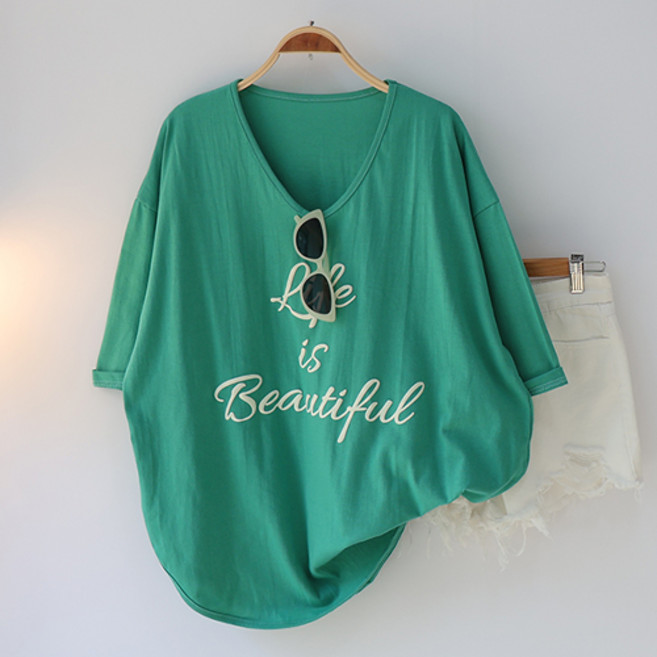 스카이코코 여성 반팔 티셔츠 동그리 이즈 발포 박스티