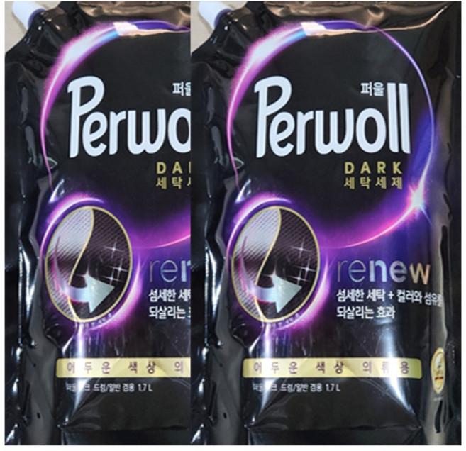 퍼울 다크 일반용 세탁세제 리필, 1.7L, 2개