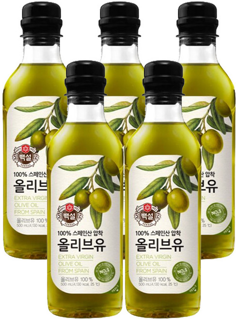백설 스페인산 압착 올리브유, 500ml, 5개