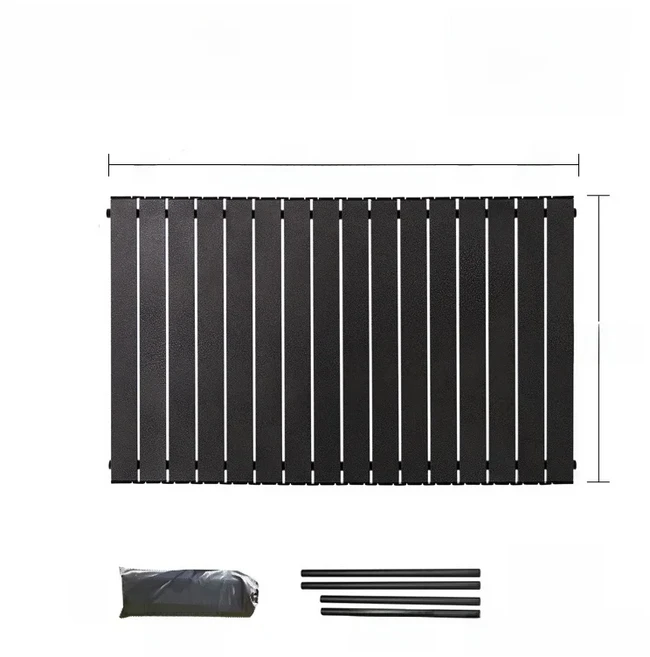 야외 캠핑 테이블 보드 휴대용 접이식 피크닉 테이블탑 레저 가구 카라반, 초대형 검정색 및 은색 탄소강 테이블 보드, 1개