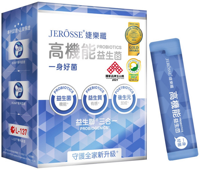 婕樂纖 高機能益生菌 後生元L137 調整體質 幫助消化 幼兒孕哺可食用 專利益生菌種BGN4, 1個, 30份