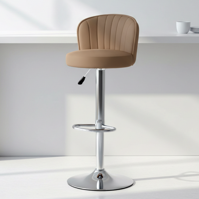 피피포피 누빔 홈바의자 바체어 아일랜드식탁의자 높이조절 회전, 1개, 브라운