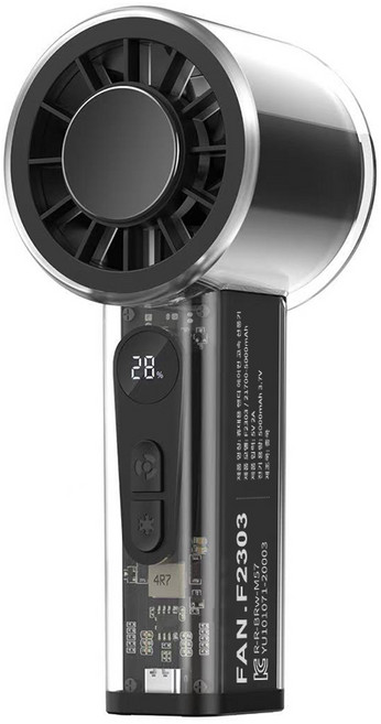 KLIFE 휴대용 에어컨 선풍기 100단 급속 냉각 대용량 5000mAh 초장 지속 전지 무선 핸디 손선풍기, 블랙