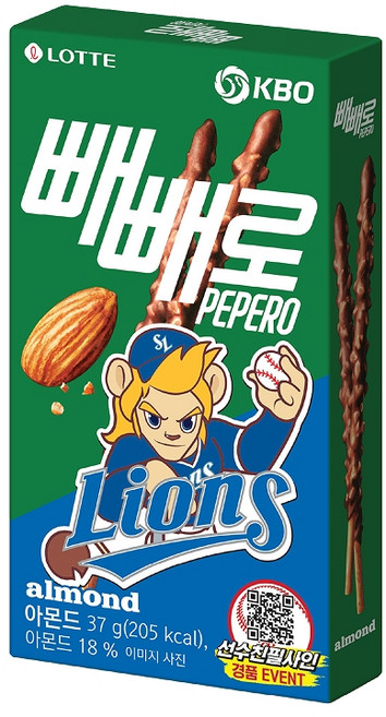 KBO X 아몬드 빼빼로 삼성 라이언즈, 37g, 20개