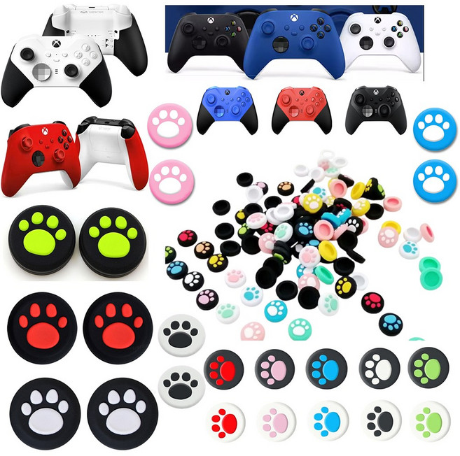 XBOX Series S / X 엘리트1 엘리트2 패드 전용 고양이발바닥 스틱커버 XBOX 3세대 4세대 엘리트1~2 전용, XBOX 고양이발-블랙블루, 1개
