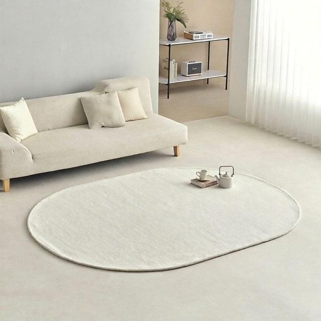 곰표코지베어 라운드형 반원형 세린 러그 거실 카페트 극세사 단모 먼지없는 방수