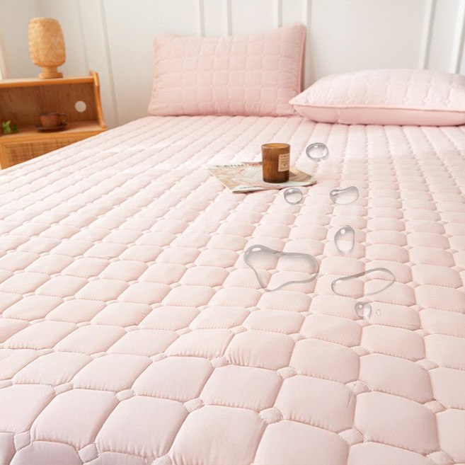 가려거든 사계절 방수 항균 고정밴드 침대패드, 핑크